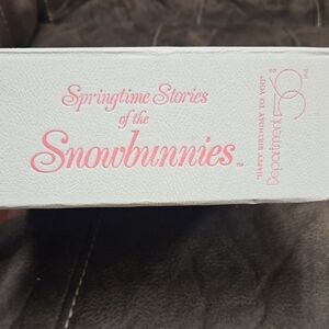 Department 56 White Box with Pink 'Springtime Stories of the Snowbunnies' Script